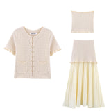 Tank-top Skirt Knitted Cardigan Three-piece Set