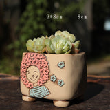 Simple Home Use Of Rough Pottery Fleshy Flowerpot