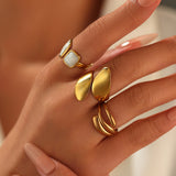 Fashion Simple Style White Dripping Round Ring