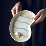 Rough Pottery Hand Made Dinner Plate Cute Swimming